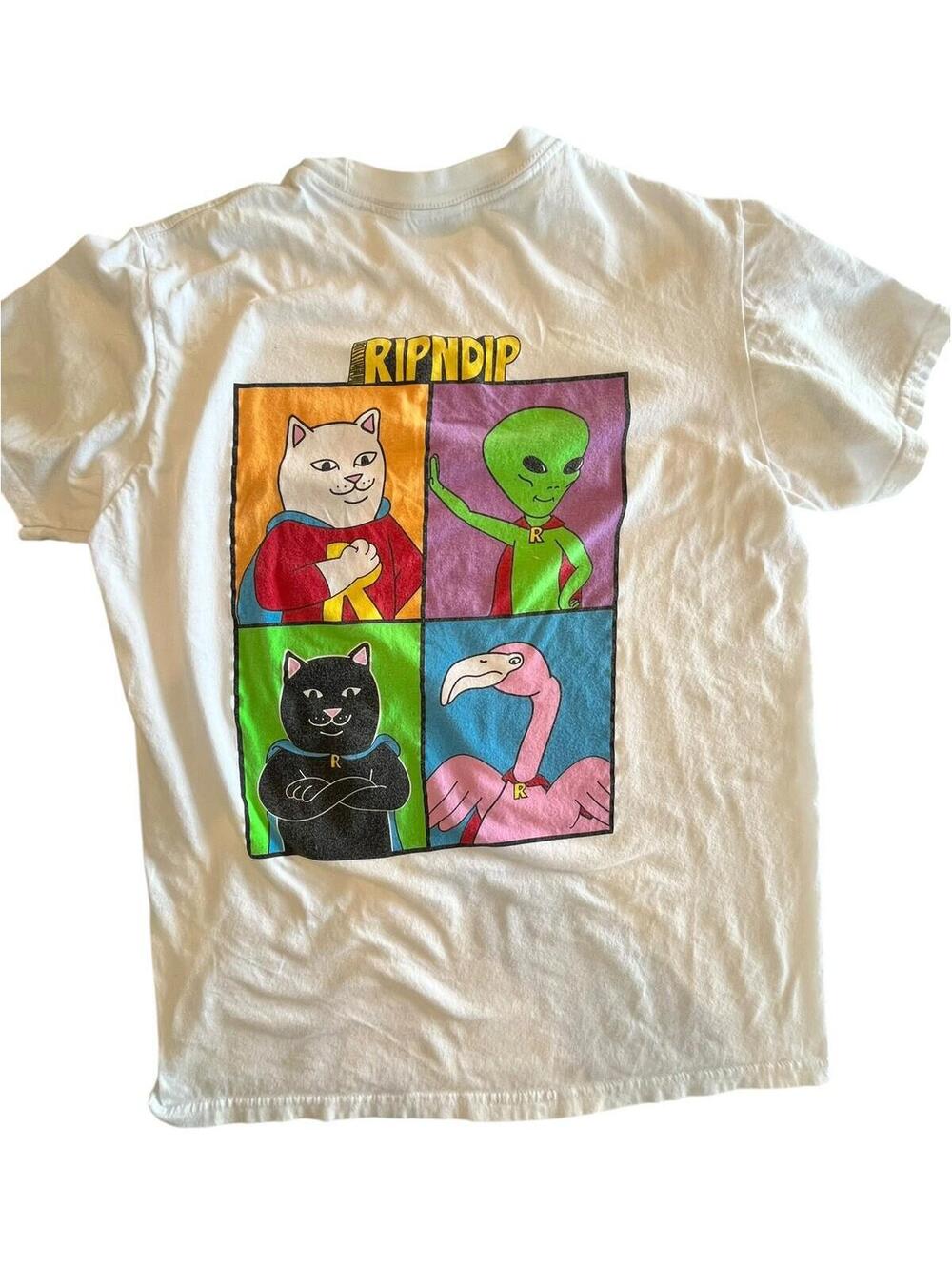 Ripndip T Shirt Youth Sz Med We Can Be Heroes White Nermal short sleeve